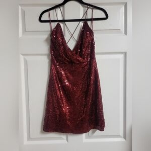 Alter'd State Womens Elegant Sequin Burgundy Dress Size S